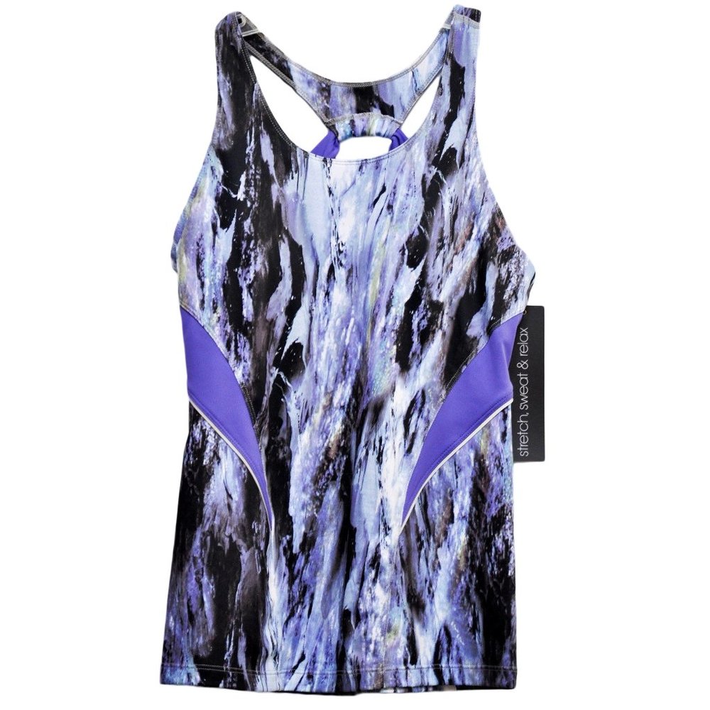 Ideology Racerback Cutout Printed Tank WOMEN'S SIZE S
